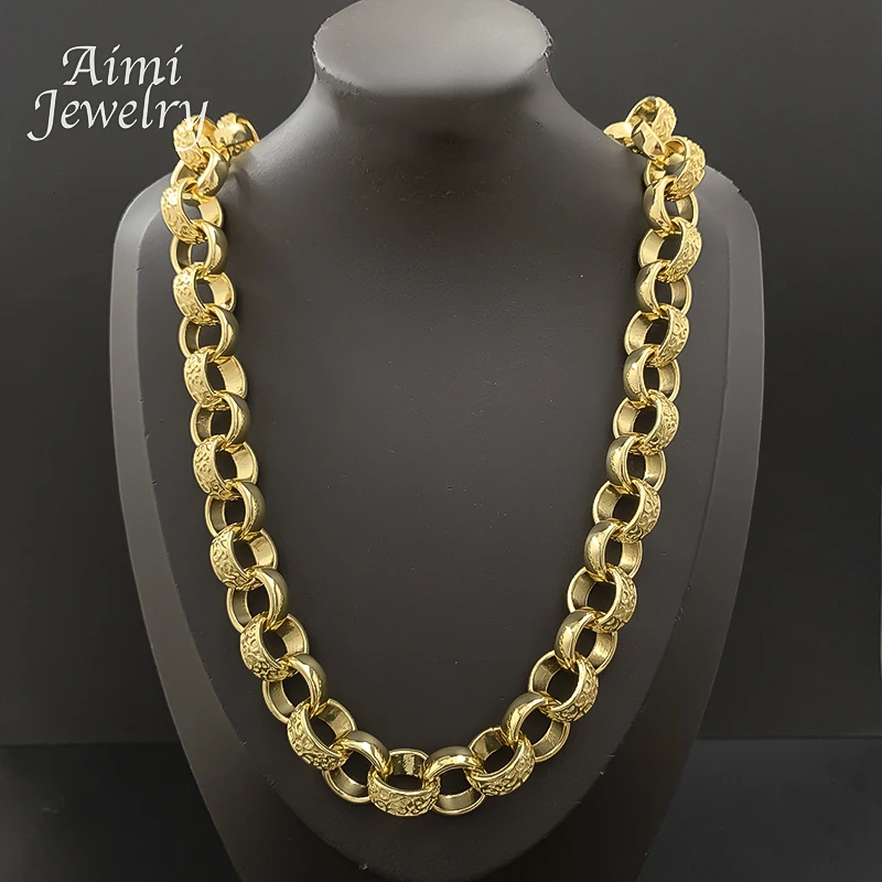 65cm Long Belcher Chain Statement Hip Hop Golden Choker High Quanlity 18K Gold Plated Necklace Jewellery Party Banquet Gifts