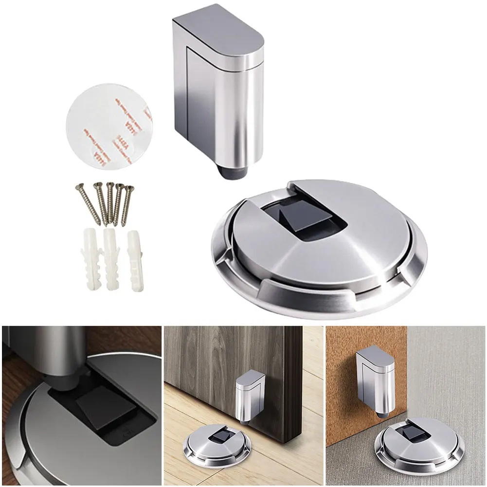 

Механический напольный дверной стопор с винтами и клейкими накладками, без сверления, регулируемый по высоте, для дома