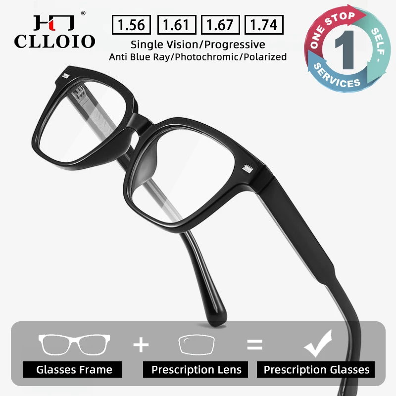 

CLLOIO Retro Comfortable Minimalist Prescription Glasses Anti Blue Light Myopia Glasses TR90 Square Progressive Reading Eyewear