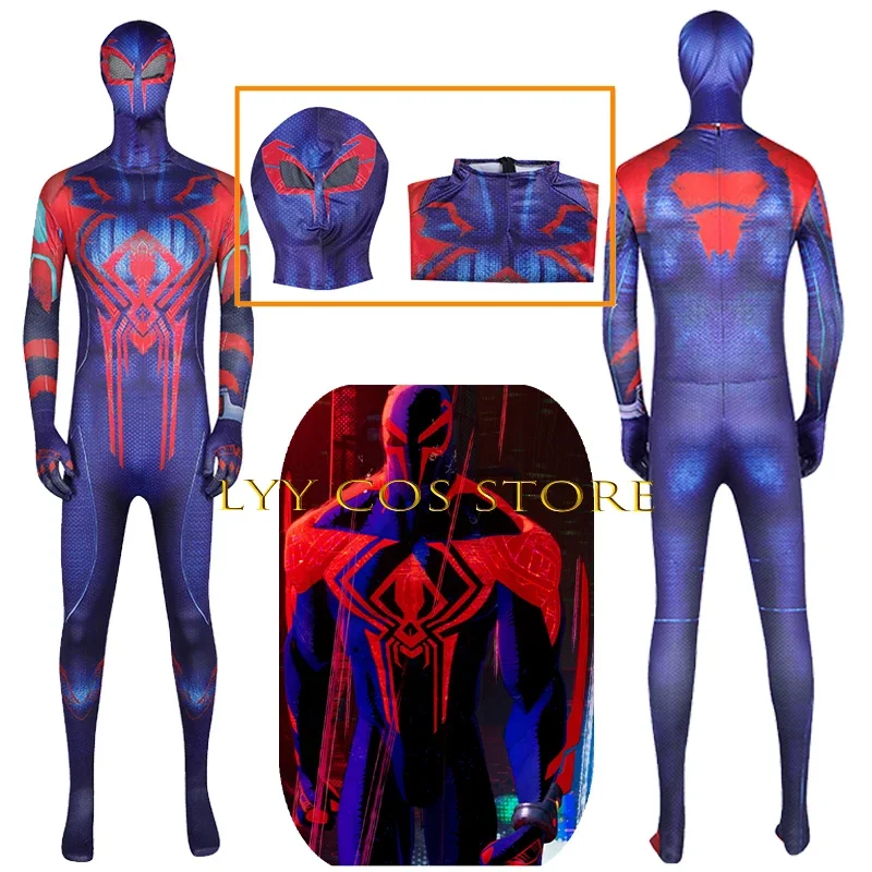 2099 Hero Miguel Cosplay Jumpsuit Across The Spider Miguel O'Hara Costume Halloween Party Outfit Bodysuit And Mask