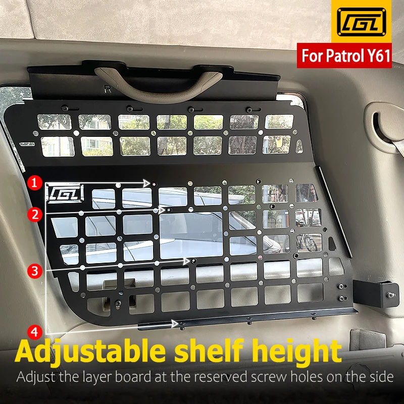 For Nissan Patrol Y61 1997-2016 Accessories Storage Panel Car Rear Trunk Debris Rack Car-Styling MOLLE Storage Panel Organizer