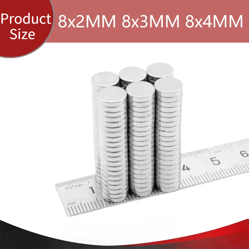 Round Magnet Refrigerator Magnets 8x2/8x3/8x4MM DIY Office Whiteboard Workshop Precision Round Shape Design Organize Small Parts