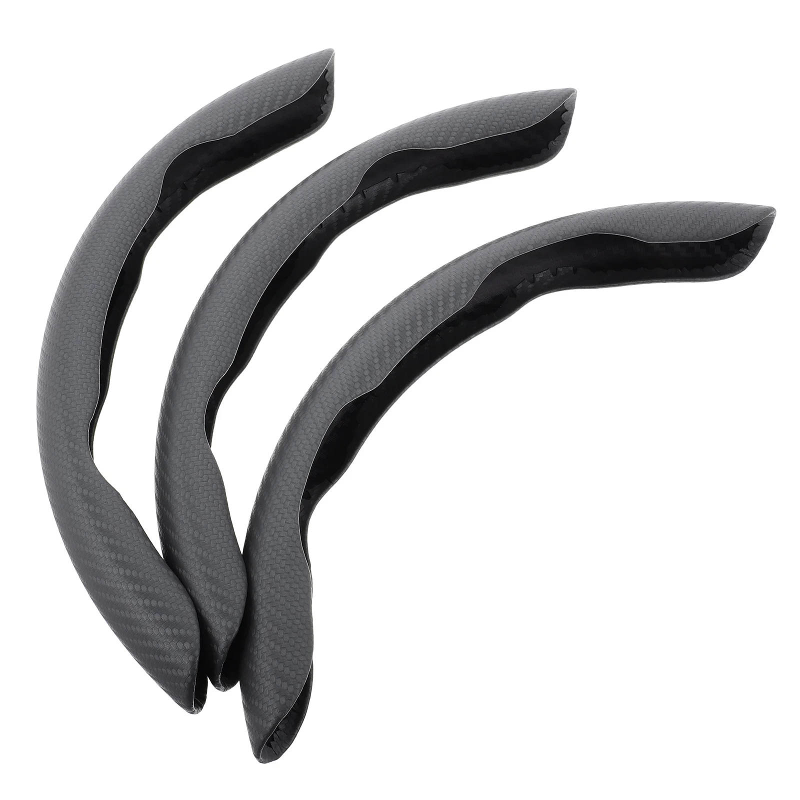 

3Pcs 15-Inch Steering Wheel Cover Carbon Fiber Texture Anti-Slip Grip Universal Fit All Season Car Interior Enhancement