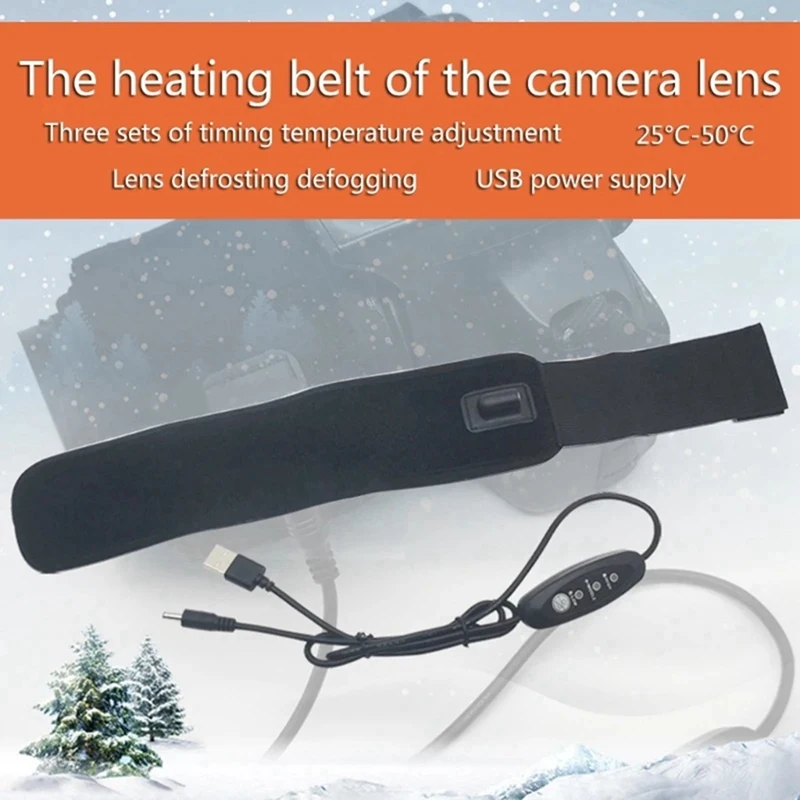 2X 3 Gear USB Camera Lens Heater Lens Anti-Condensation Heating Belt Dew Heating Pad Plate Warmer Heater