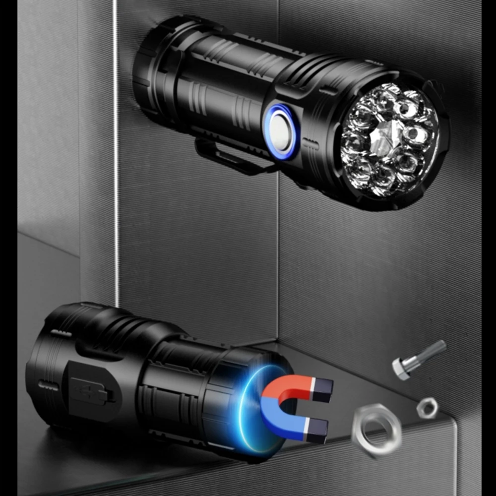 Linterna táctica LED recargable USB de alta potencia roja 6500K - imagen 4