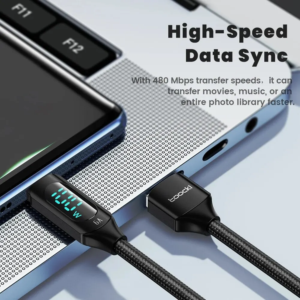 Toocki 100 واط USB نوع C كابل لهواوي الشرف Xiaomi سامسونج سوبر شحن شحن سريع USB C شاحن كابل بيانات سلك الحبل 1 متر 2 متر