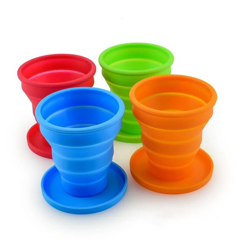 Portable Silicone Retractable Folding Cup NO with Lid 200ML High Temperature Resistant Outdoor Travel Water Cup