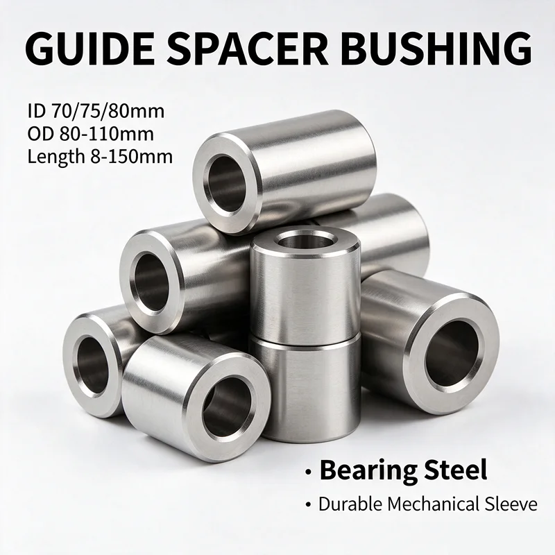 ID 70/75/80mm Guide Spacer Bearing Steel Round Hollow Shaft Bushing OD80-110mm Length 8-150mm Durable Mechanical Shaft Sleeve