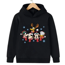 Christmas Hoodies Disney Children Mickey Mouse Winnie Kids Pullover Cartoons Casual Clothes Girl Boy Cartoons Tops Sweatshirts