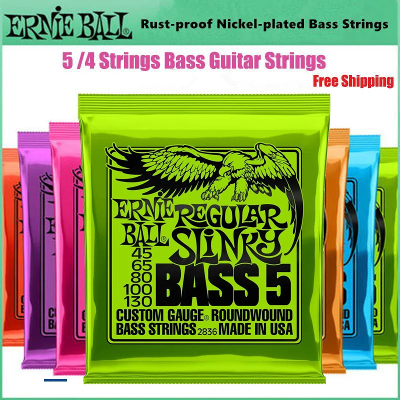 1 Set 4/String 2832 2833 2834 2835 5/String 2824 2836 Ernie Electric Ball Bass Guitar Strings Hybrid Slinky Round Wound Slinky