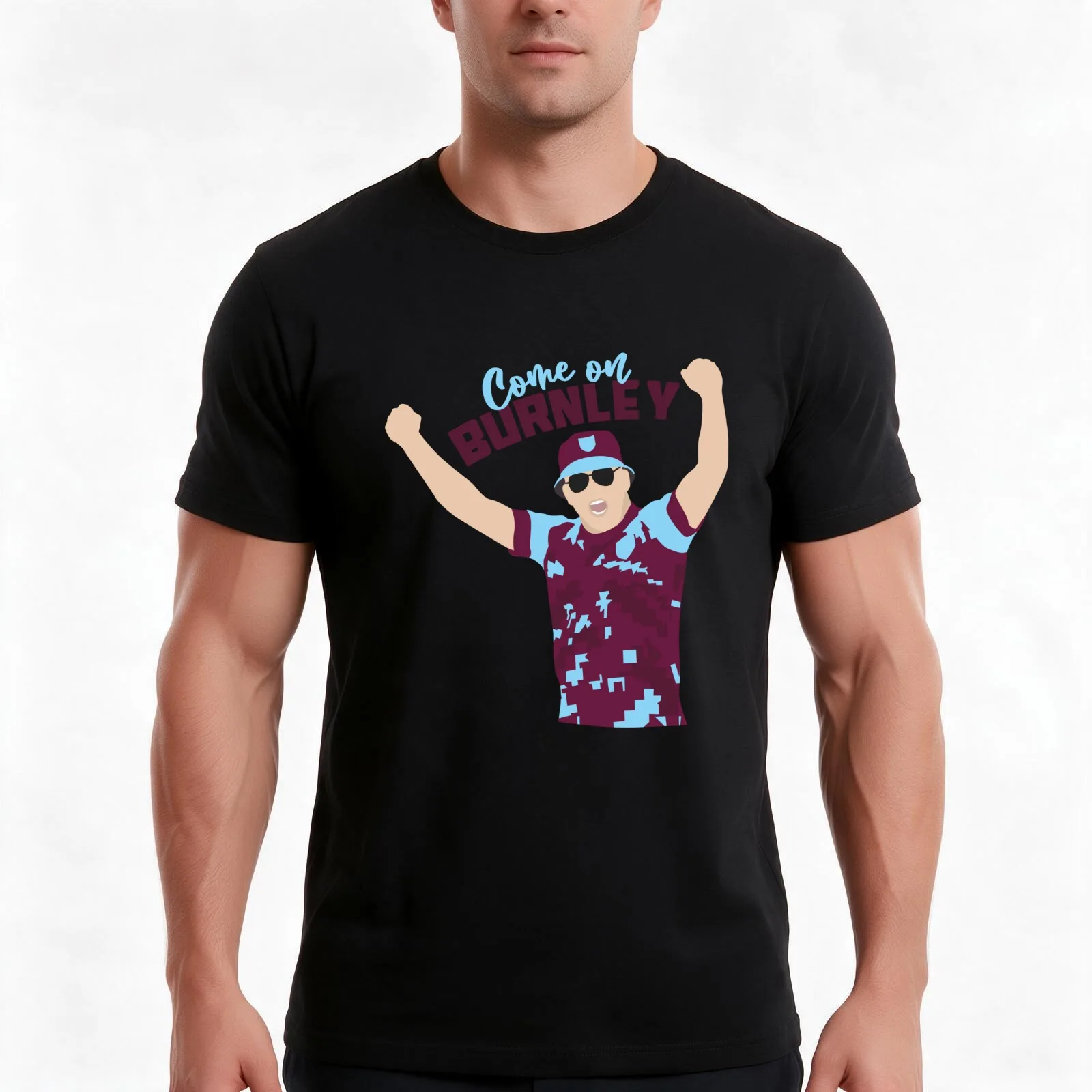 Come On Burnley T-Shirt, Summer Casual Cotton Tee, Oversized Streetwear Tops, Vintage Graphic Print, Loose Fit Short Sleeve