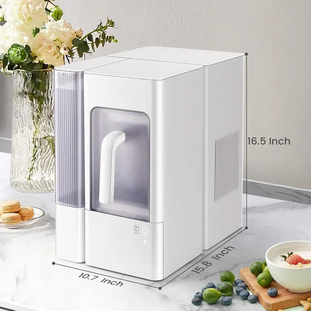 XMSJ HAOYUNMA Ice Maker Countertop, Chewable Pellet Ice Machine with Portable Ice Basket Large Side Tank Self