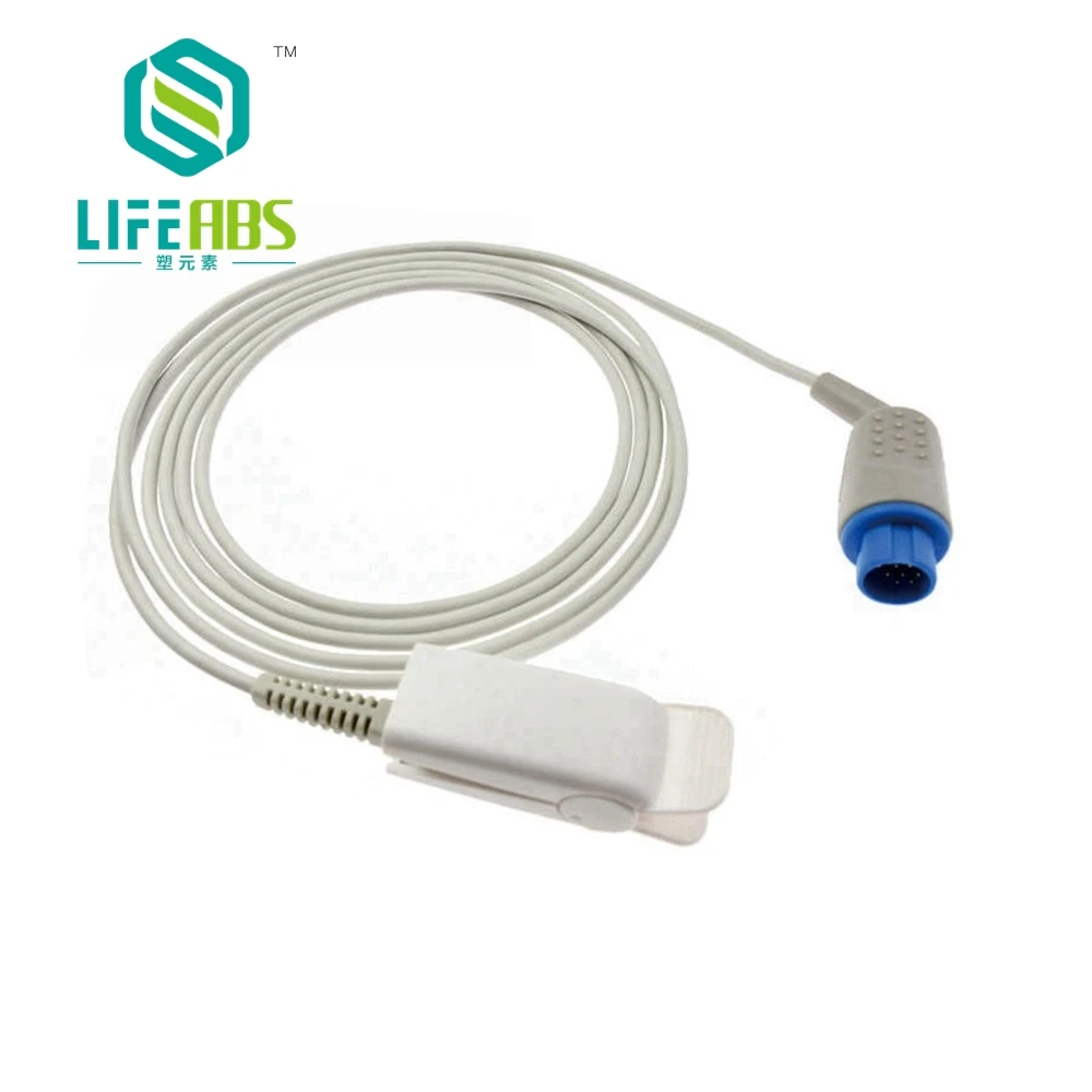 

Зажим для пальцев для взрослых, зажим для ушей, силиконовый длинный кабель, многоразовый датчик кислорода, датчик Spo2 для N *IHON K * OHDEN, круглый 10-контактный монитор пациента