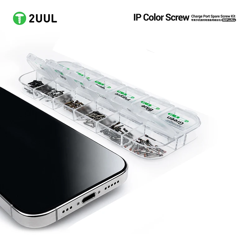 2UUL SC13 IP Color Screw Charge Port Spare Screw Kit (360pcs/Box) Designed for Charging Port Screws Screw Repair Tool Set