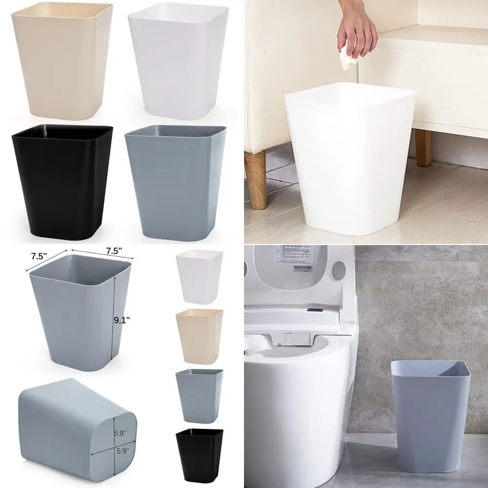 

Компактные пластиковые мусорные корзины емкостью 1,6 галлона — набор из 4 квадратных мусорных баков для дома, кухни, офиса и ванной комнаты