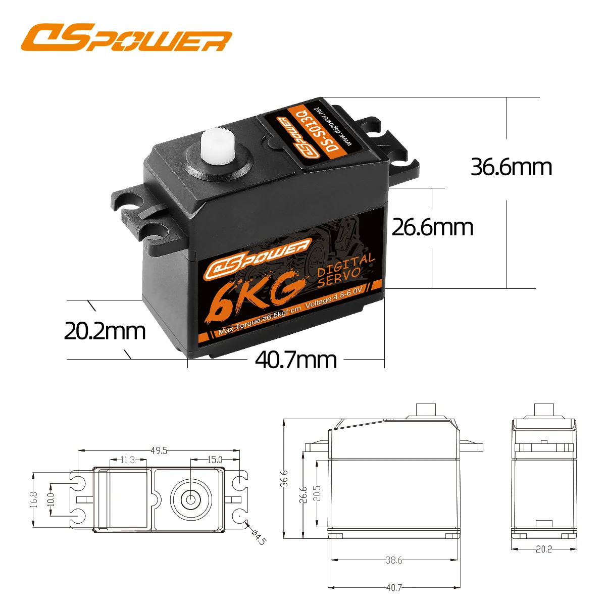 DSpower 6KG Metal Gear Servo digitale a coppia elevata 4.8 ~ 6.0V per 1/10 1/12 RC Car Truck Crawler Wltoys 124018 124019 SCX10 Parte giocattolo