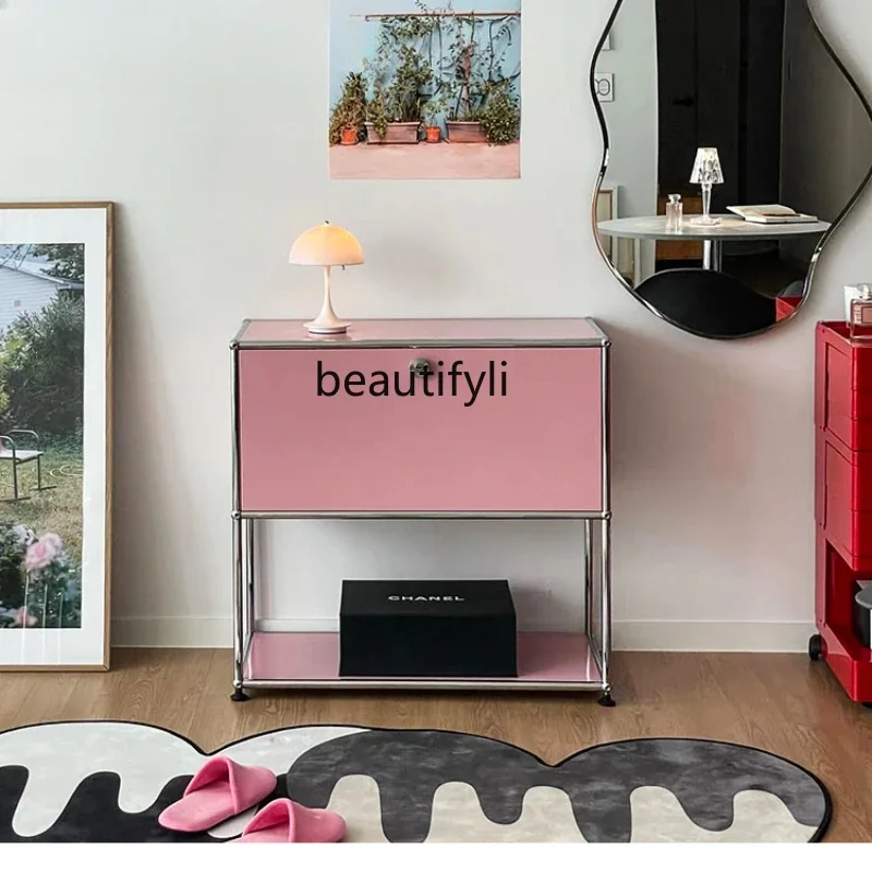 

Шкаф-сервант средней древности из нержавеющей стали, Корейский простой прикроватный столик, шкаф-ведро для хранения