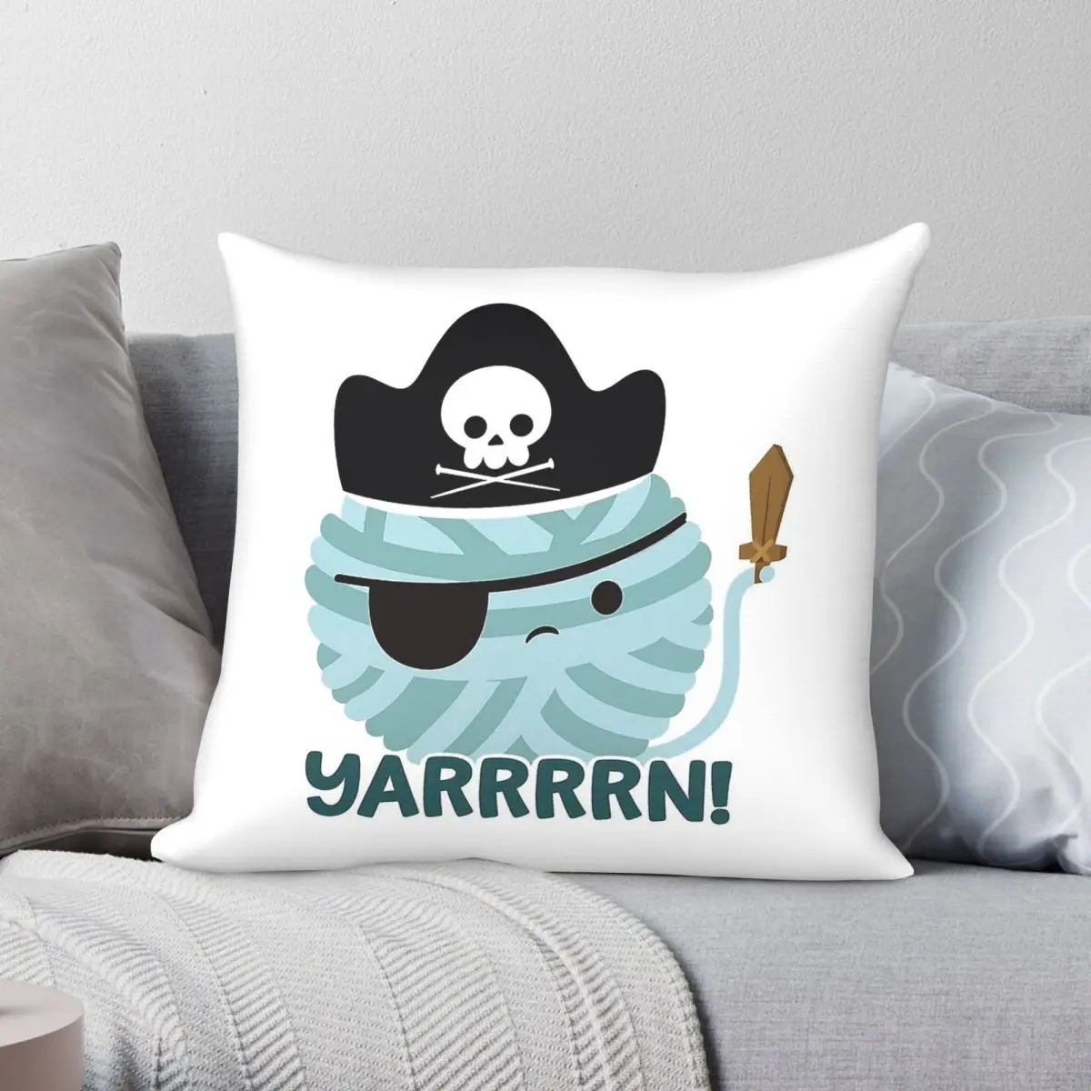 Yarrrrn Yarn Pirate Pillowcase Polyester Linen Velvet Creative Zip Decorative Pillow Case Home Cushion Cover 45x45