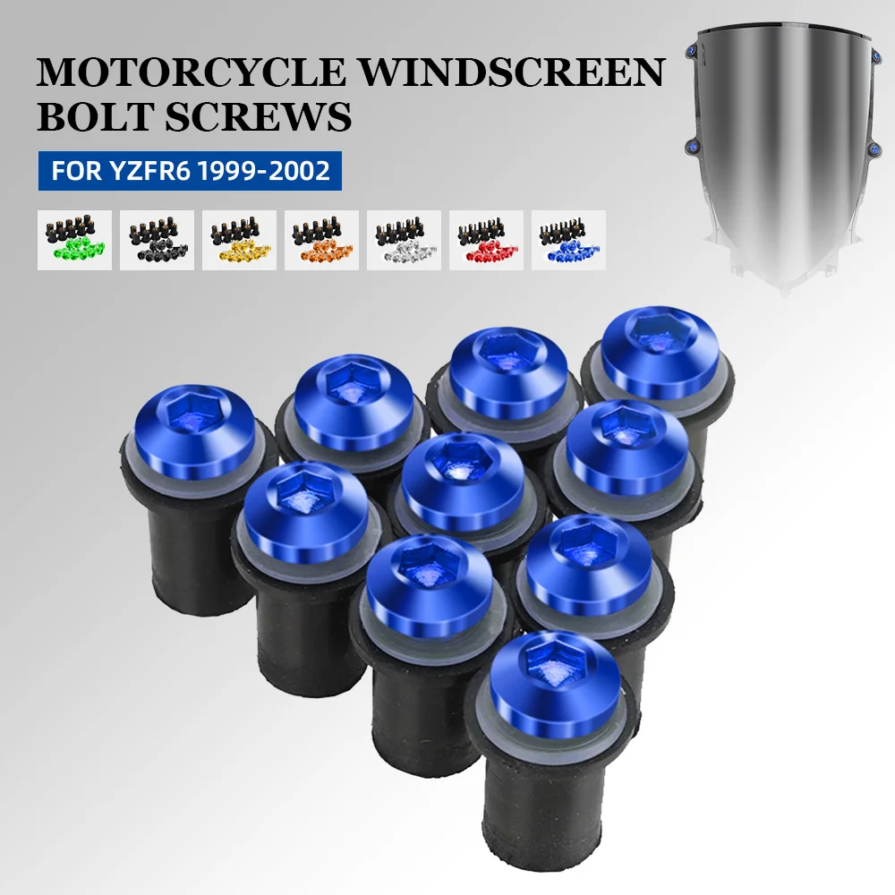 

Motorcycle Accessoires For Yamaha YZFR6 YZF-R6 YZF R6 1999 2000 2001 2002 Windshield Bolts Kits Windscreen Wind Screws Set