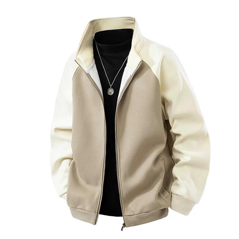 

New 2025 Men's Casual Faionable Jaet Sportswear Outerwear Polyester Fiber Stand Fit Spring Autumn Wear