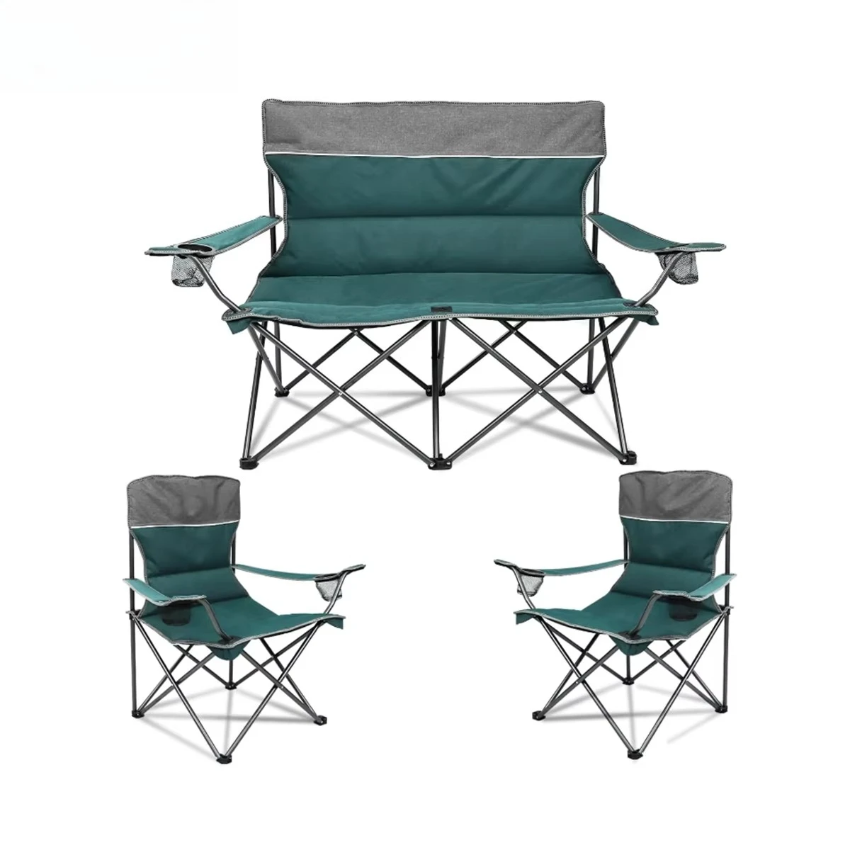Oxford Large Camping Folding Chair 3 Piece Set Modern Design Stainless Steel Outdoor Heavy-duty Lawn Chair Cup Chair