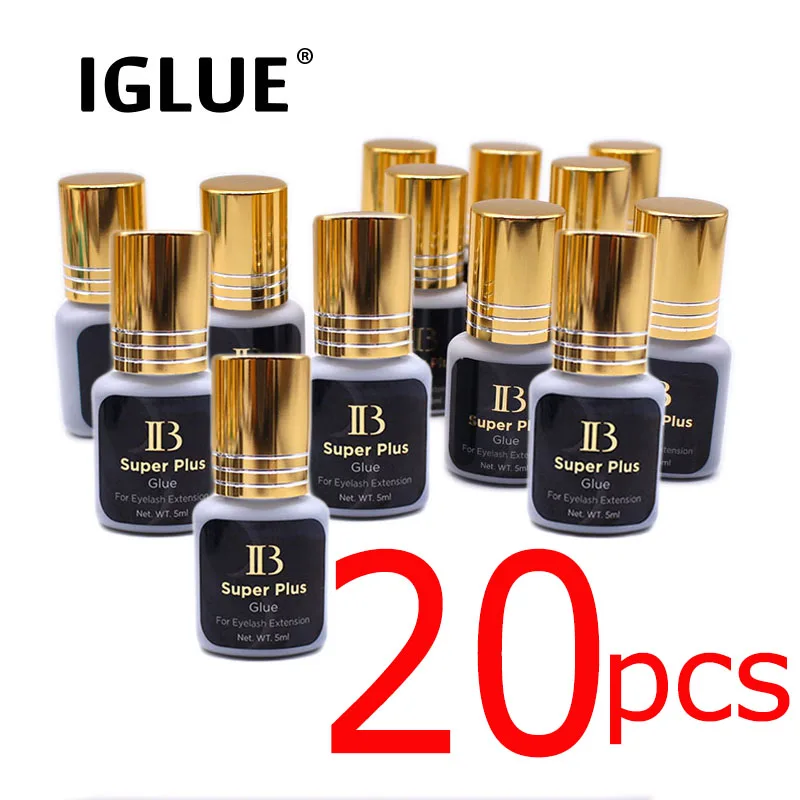 20 Bottles IB Super Plus Glue For Eyelash Extensions 1-2s Fast Drying Original Korea 5ml Gold Cap Lash Glue Beauty Shop Makeup