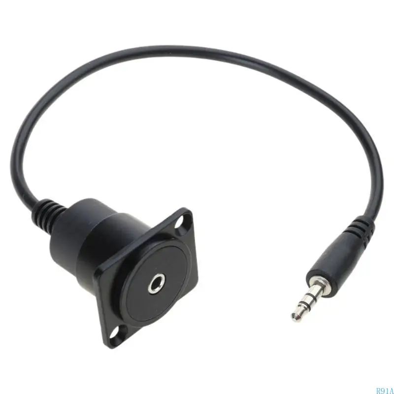 R91A TRS 1/8 Connettore pannello stereo TRS 3,5 mm Cavo da maschio/femmina a femmina attraverso il supporto del pannello per