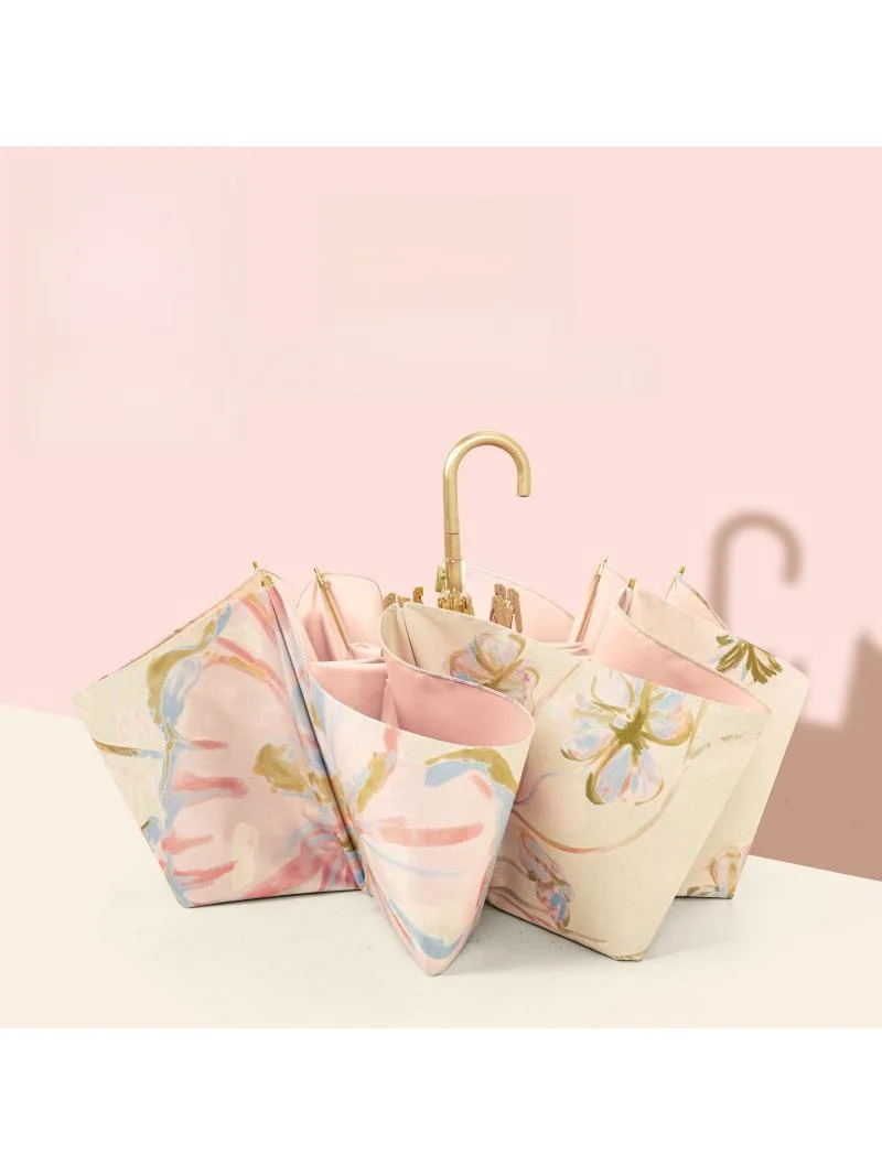 

Элегантный женский зонт от солнца и дождя с золотым крючком, защита от УФ-излучения, складной, премиум-класса, эстетичный, с черным покрытием