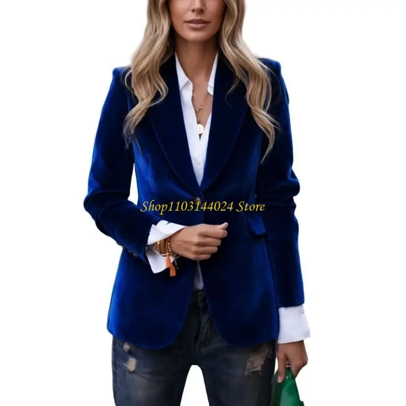 

N5KE Flannel Suit For Women Casual Open Front Long Sleeve Jackets Work Business Suit Coat