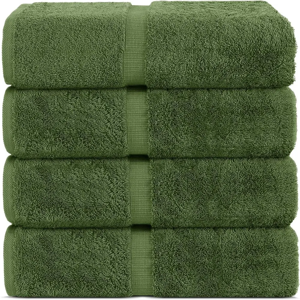 

30'' x 60'' High-Quality Cotton Bath Towel Set (4 Pieces, Moss Green)