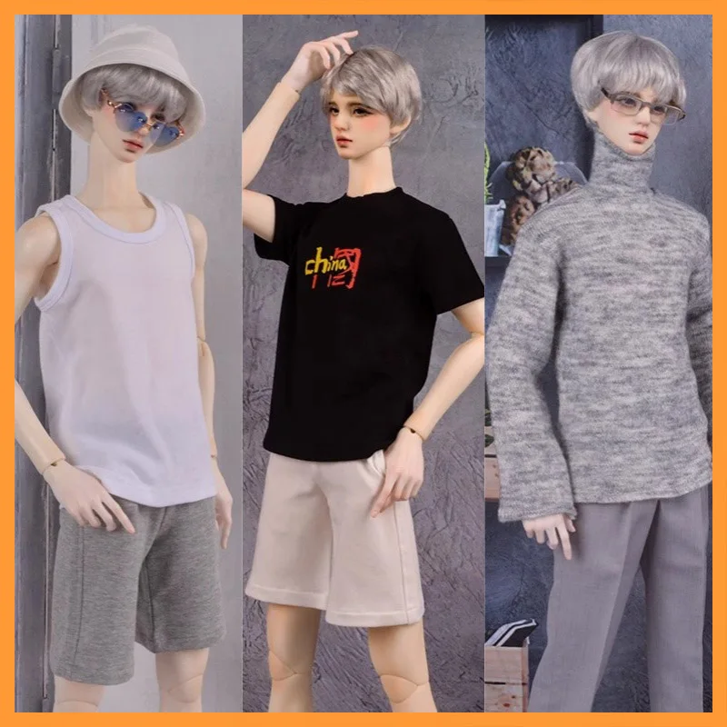 【High Quality】 1/3  1/4 Scale JiLiGuLu Basic Versatile Casual Vest Short Sleeved Sweater Fit 3point 4point ID75 Doll