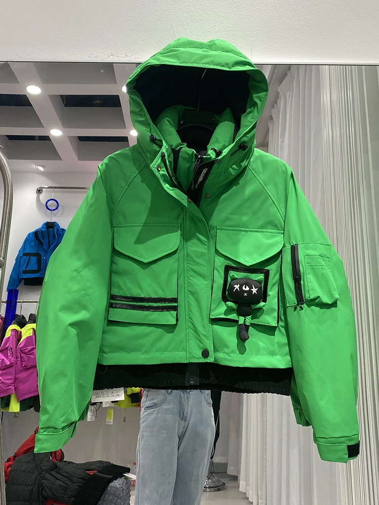 Winter Removable Lining Hooded Down Jackets Female Thick Quilted Parka Outwears Women White Duck Down Doll Splicing Warm Jacket