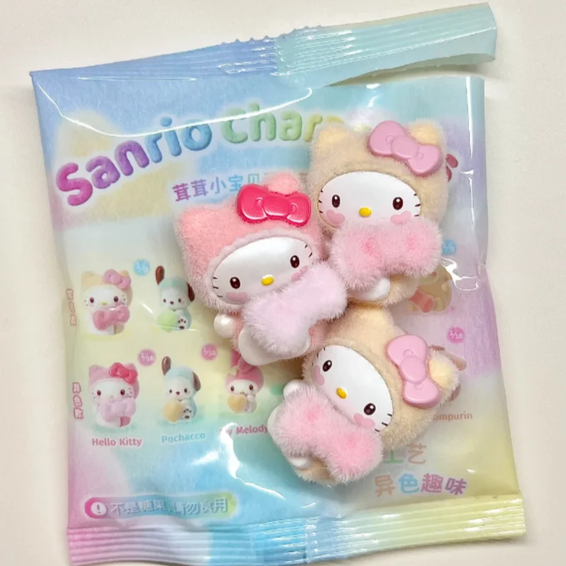 

Персонажи Sanrio, пушистая маленькая детская серия, слепая коробка, сумка-сюрприз, милая мини-кукла, флокированная модная тенденция, подарок, украшение для рабочего стола