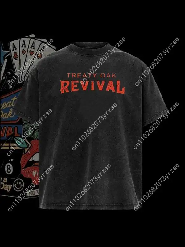 معاهدة خمر البلوط إحياء رجل امرأة عالية الجودة خمر تي شيرت القطن قصير الأكمام موضة تي شيرت لينة تنفس القمم