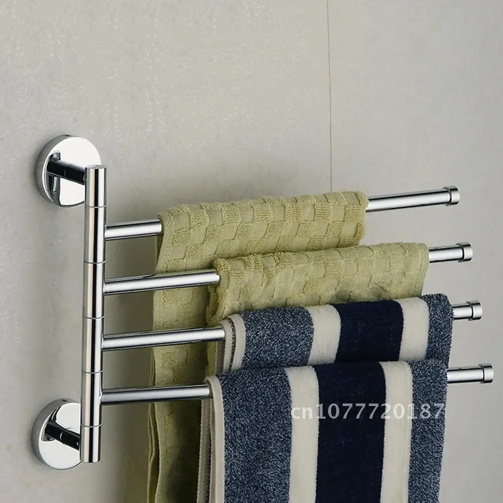 

Stainless Steel 4-layer Rotary Towel Rack Towel Bar Bathroom Kitchen Towel Holder Moveable Organizer Storage Rack For Towel