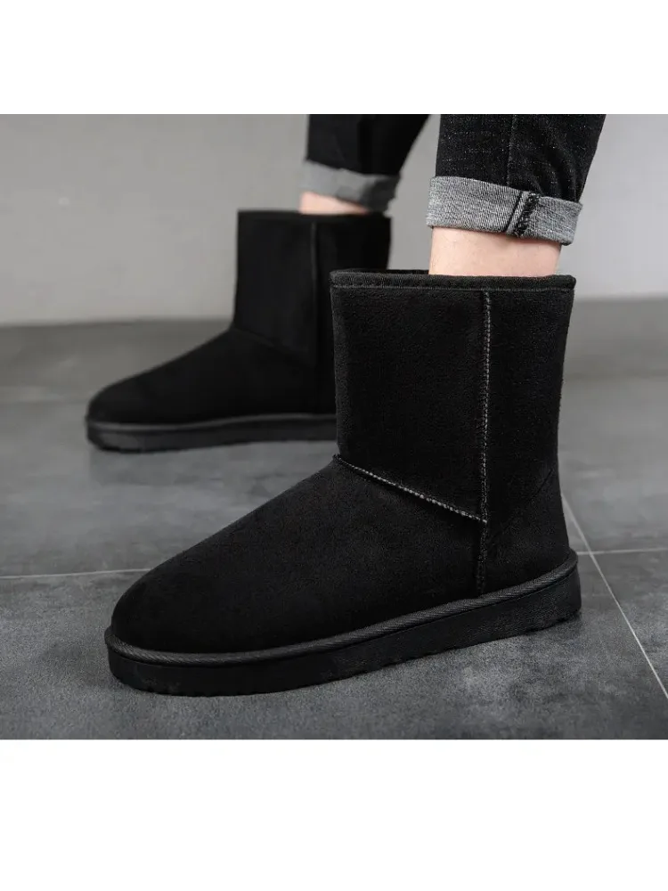 2024 winter snow boots couple with the same warm snow boots velvet men\'s shoes cotton shoes high-top shoes trendy shoes