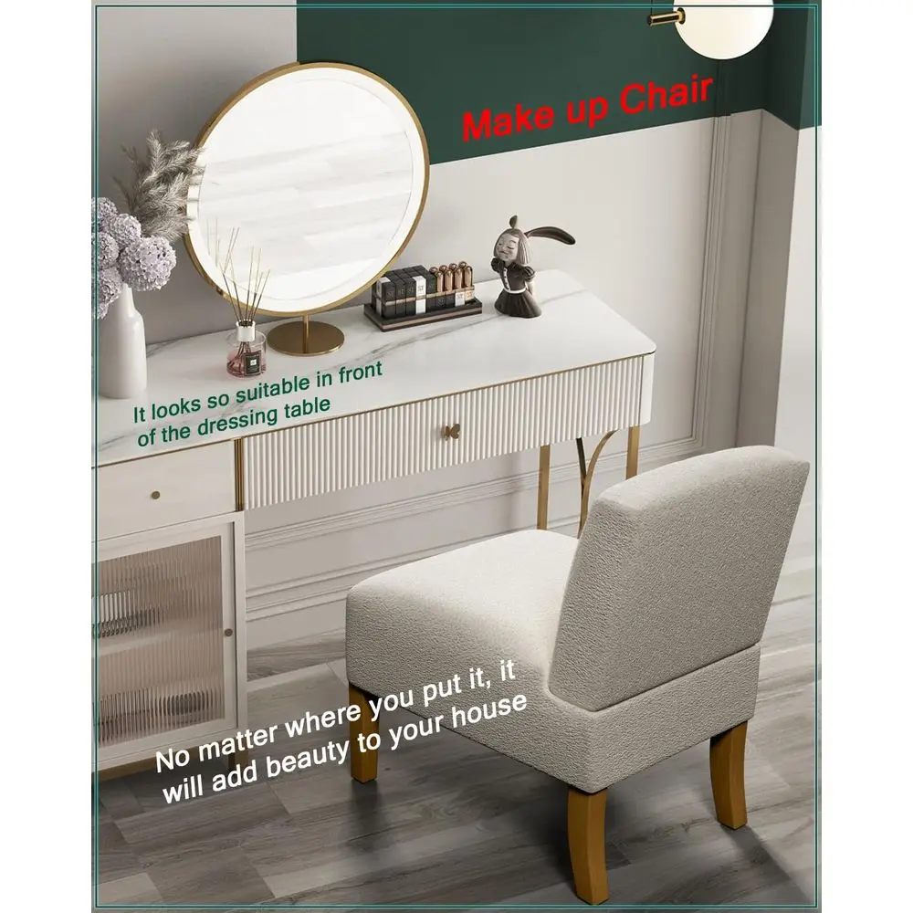Accent Chairs Set of 2 for Bedroom, Bedroom Chair for Bedroom Living Room Chair with Solid Wood Legs, Makeup Vanity Chair Fabri