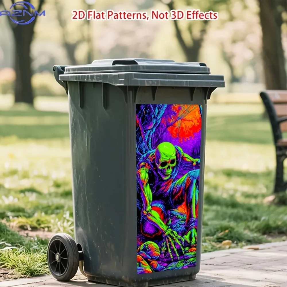 Neon Glow-in-the-Dark Style Psychedelic Skull & Spider PVC Sticker - Self-Adhesive Removable Decal for Walls, Trash Cans, Gard view 5