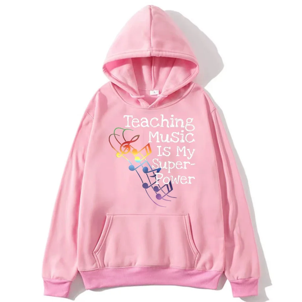 Music Teacher Hoodie Fashion Unisex Hooded Sweatshirt Musical Note Graphic Sweatshirt Long Sleeve Hoody Comfort Warm Apparel