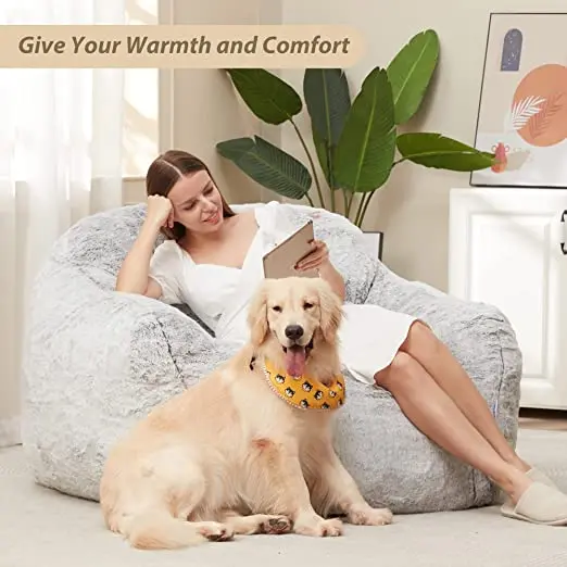 Giant Bean Bag Chair Sofa High-Density Foam Filled Sofa Chair Large Lazy BeanBag Sofa with Armrests for Living Room