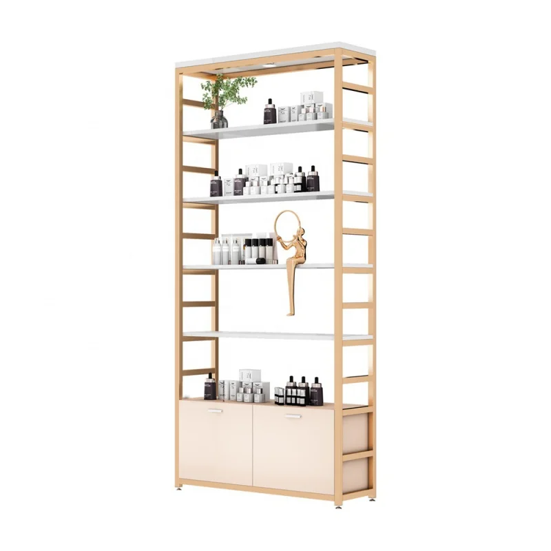 

custom.Modern beauty makeup shop metal custom luxury shelves retail store display cosmetic shelf for skincare