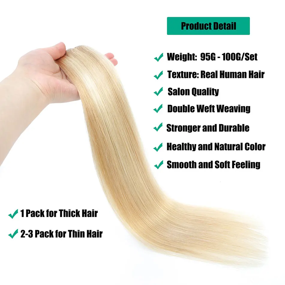 613 gerade Menschliches Haar Schuss 32 Farben Brazilian Remy Haarwebart Blonde Doppel Schuss Bundles Nähen in Schuss Natürliche Farbe 16 "-24"