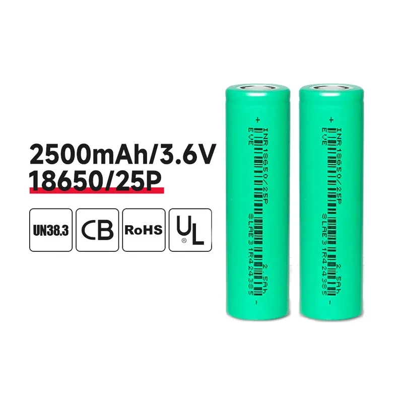 10-100pcs EVE 25P INR 18650 Battery 2500mAh Capacity CDR 20A 3.7V Lithium-ion Battery Cell Rechargeable For Electric Scooter Toy