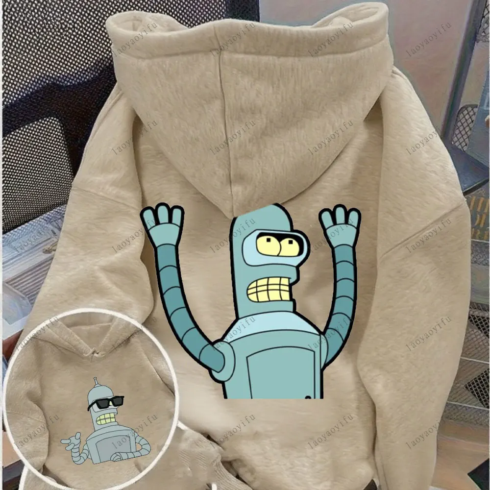 Futurama Hoodie Funny Robots Men Hoodie Cartoon Pullover New Casual Simple Versatile Sweatshirt Aesthetic Sportswear