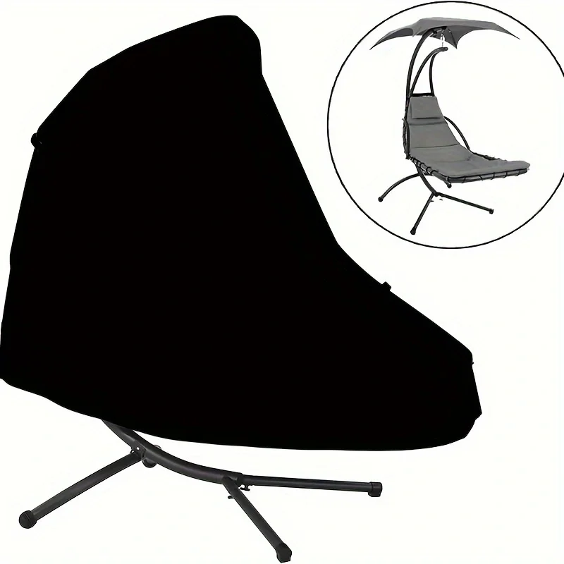 Patio Hanging Chaise Lounge Cover with Drawstring, Outdoor Curved Steel Hammock Lounger Swing Chair Covers with Air Vent and Fix