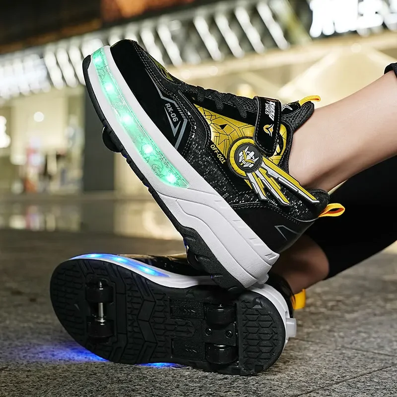 Roller Skates 2 Wheels Shoes Glowing Lighted Led Children Boys Girls Kids 2023 Fashion Luminous Sports Boots Casual Sneakers