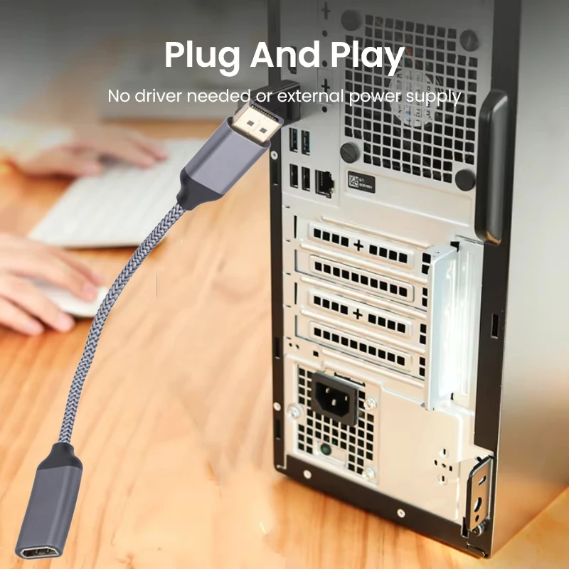 Convertidor adaptador DP a HDMI de 4K60Hz, Cable DisplayPort a HDMI, adaptador de Audio y vídeo HD DisplayPort macho a HDMI hembra para PC y TV