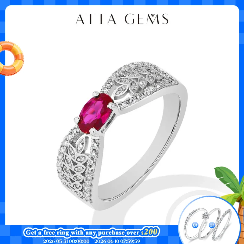 

ATTAGEM Vintage Gorgeous Lab Ruby Women's Rings 925 Sterling Silver Synthetic Moissanite Ring For Proposal Party Wedding Jewelry