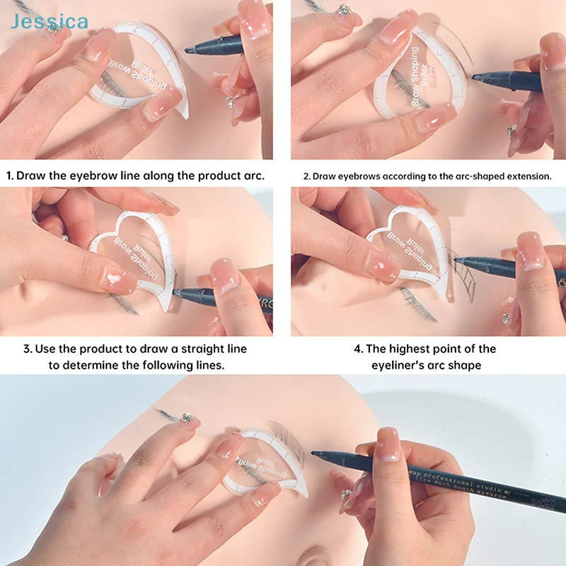 ♥Reusable Brow Shaping Ruler - Acrylic Eyebrow Drawing Stencil Card with Measuring Scale for Symmetric Eyebrow Makeup