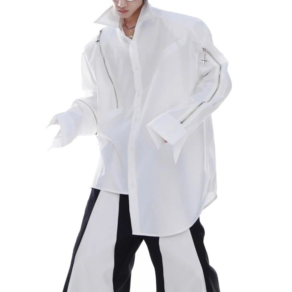 

Winter New Men's Irregular Long-Sleeve Shirt American Retro Fashion Trendy High Street Casual Loose Simple Niche Men's Top